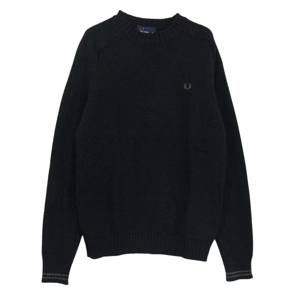 FRED PERRY フレッドペリー 英国製 ラグラン ニット セーター ブラック系 M【中古】