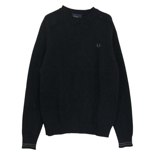 FRED PERRY フレッドペリー 英国製 ラグラン ニット セーター ブラック系 M【中古】