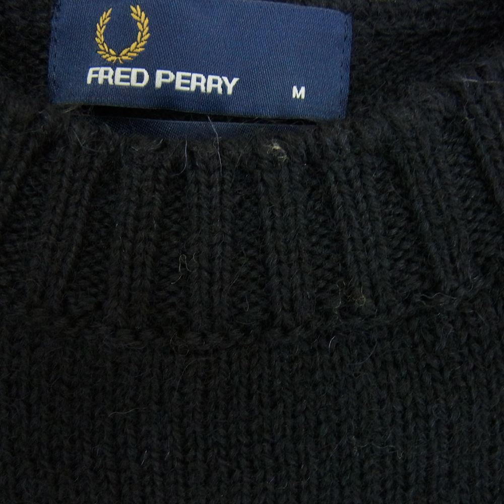 FRED PERRY フレッドペリー 英国製 ラグラン ニット セーター ブラック系 M【中古】