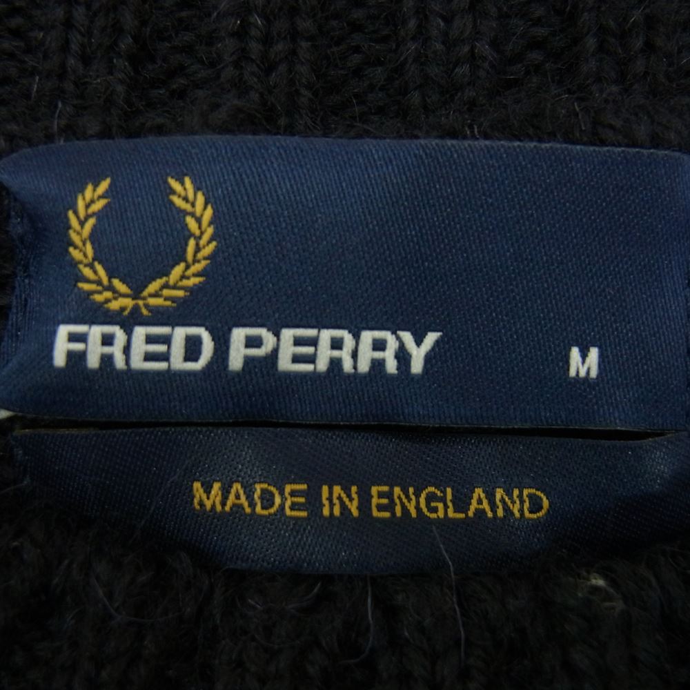 FRED PERRY フレッドペリー 英国製 ラグラン ニット セーター ブラック系 M【中古】