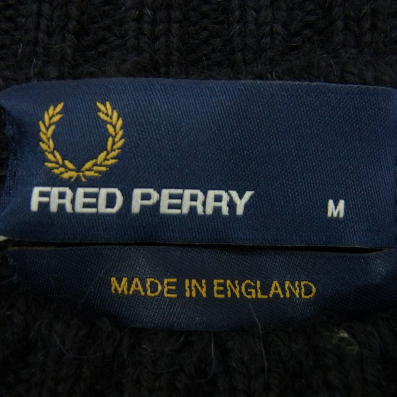 FRED PERRY フレッドペリー 英国製 ラグラン ニット セーター ブラック系 M【中古】