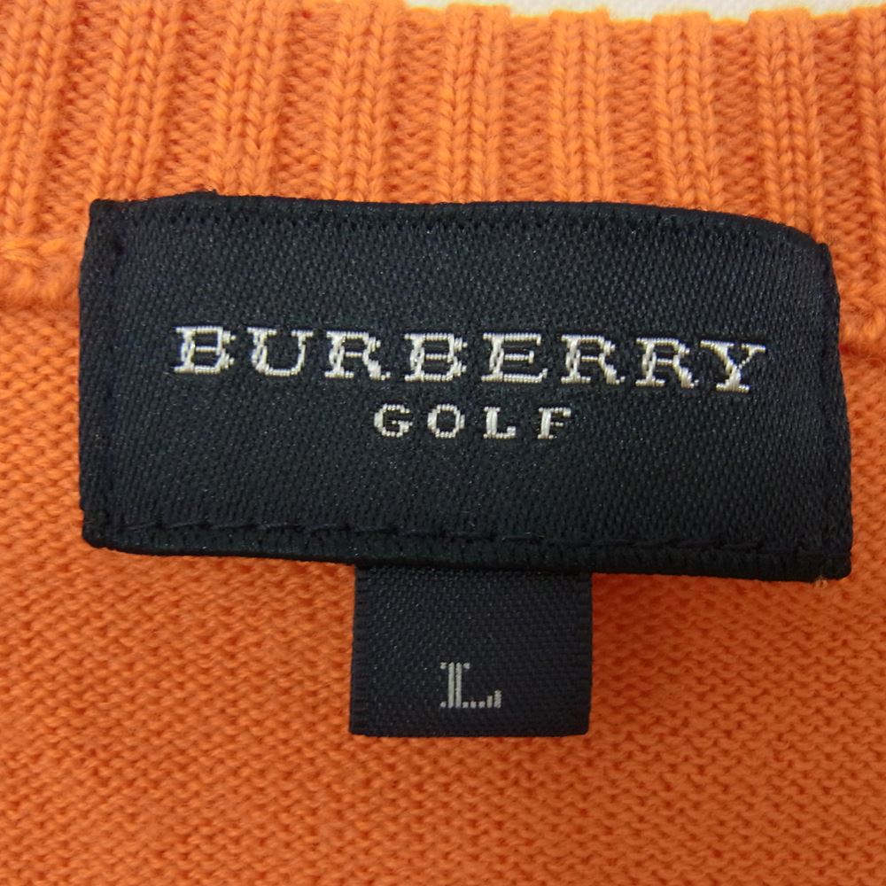BURBERRY バーバリー アーガイル柄 Vネック ロゴ ニット セーター オレンジ系 L【中古】