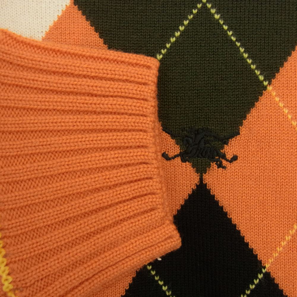 美品✨バーバリー現行　アーガイル柄　ウールカシミヤ ニットカーディガン　Vネック 美品✨バーバリー現行 アーガイル柄 ウールカシミヤ ニット