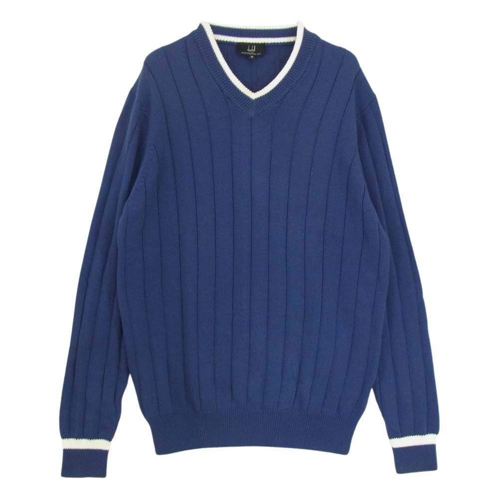 Dunhill ダンヒル イタリア製 Vネック ライン ニット セーター ネイビー系 M【中古】