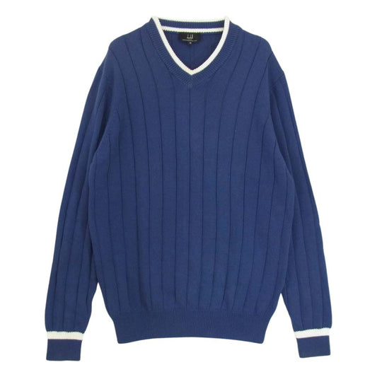 Dunhill ダンヒル イタリア製 Vネック ライン ニット セーター ネイビー系 M【中古】