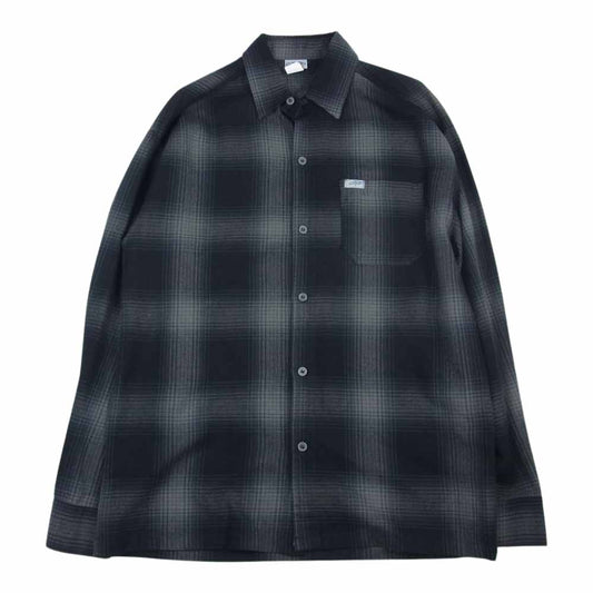 キャルトップ USA製 オンブレチェック 長袖 シャツ ブラック系 S【中古】