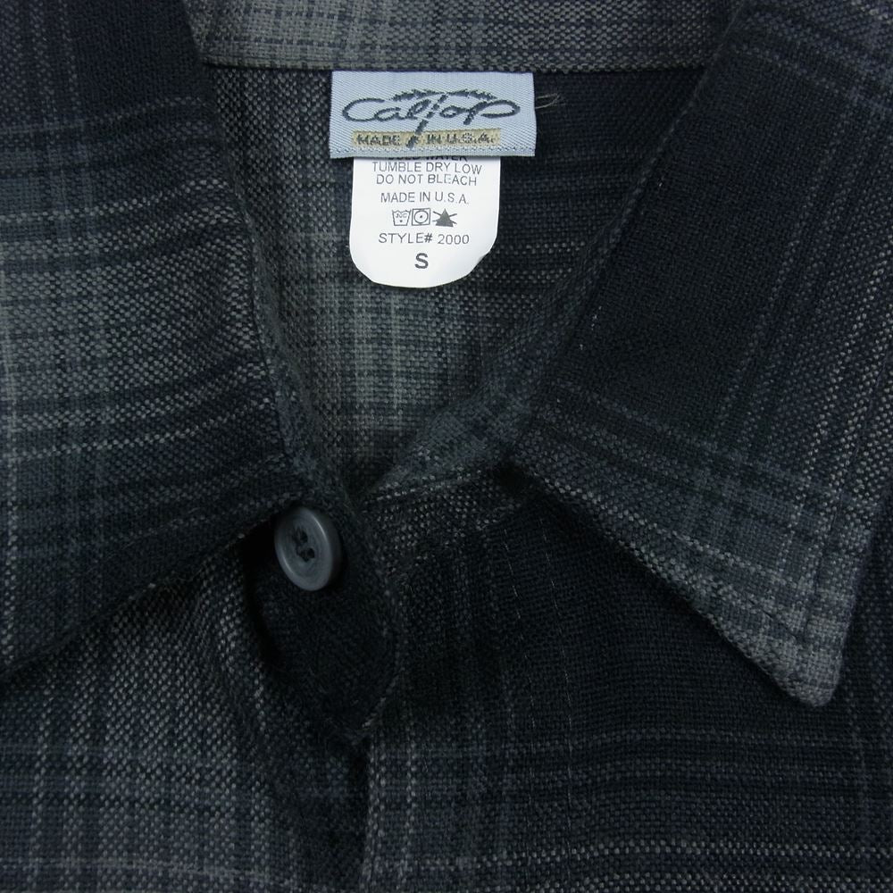 キャルトップ USA製 オンブレチェック 長袖 シャツ ブラック系 S【中古】