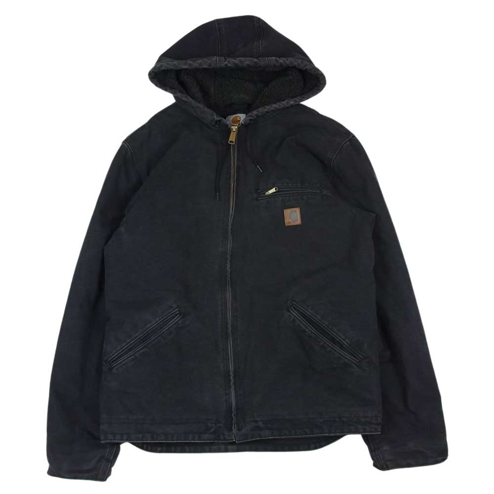 Carhartt カーハート フード付き 裏ボア ダックジャケット パーカー ブラック系【中古】