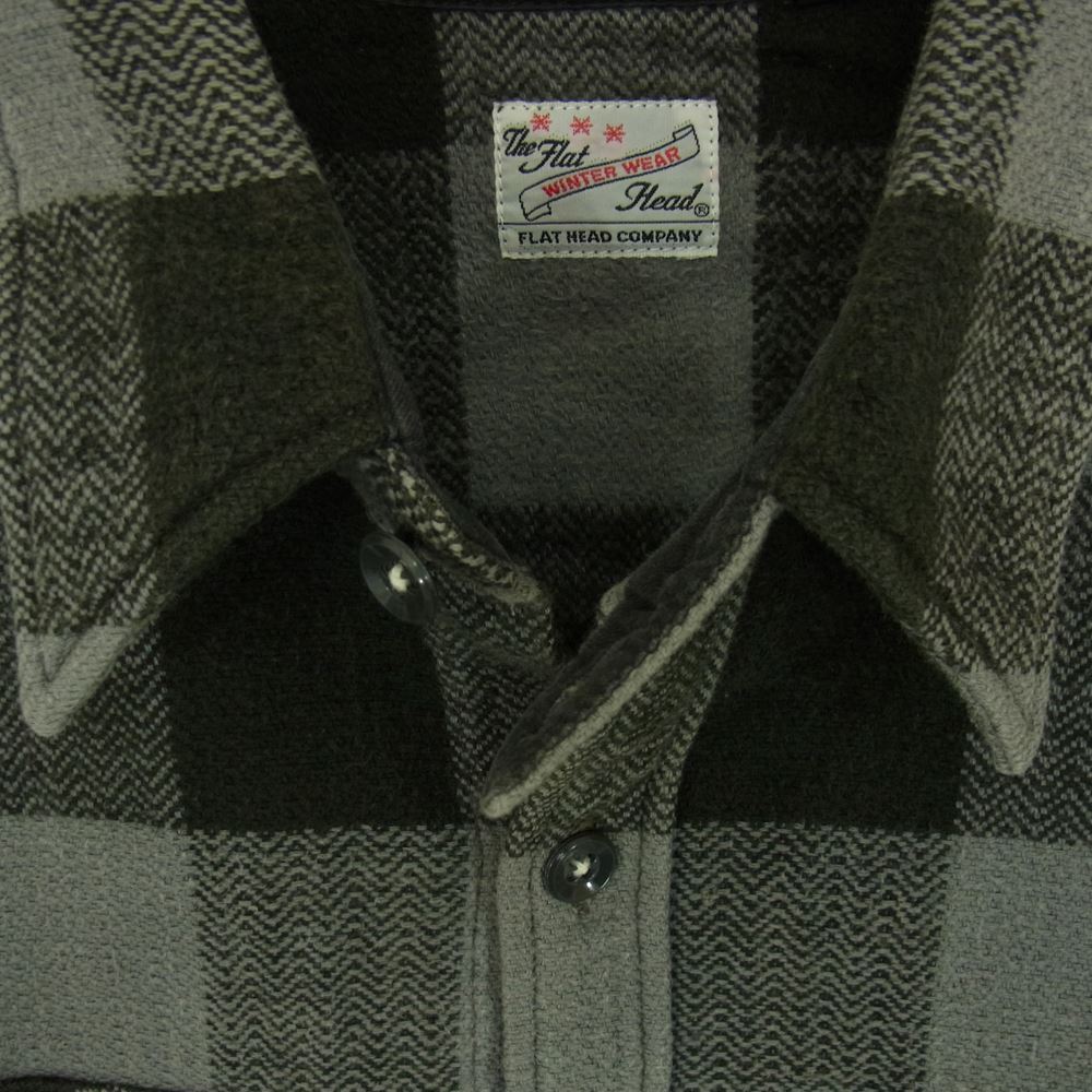 THE FLAT HEAD ザフラットヘッド ヘビーネル チェックシャツ グレー系 42【中古】