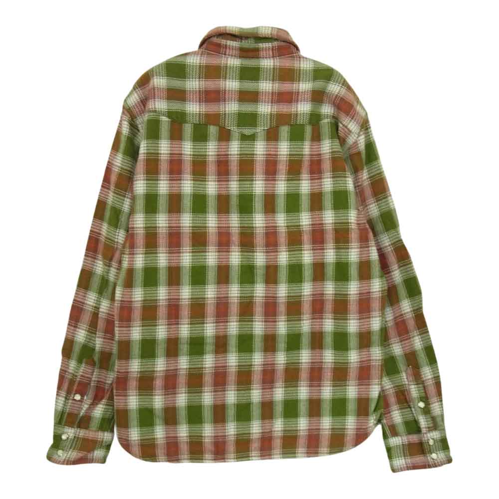 THE FLAT HEAD ザフラットヘッド ヘビーネル チェック ウェスタン シャツ グリーン系 グリーン系 42【中古】