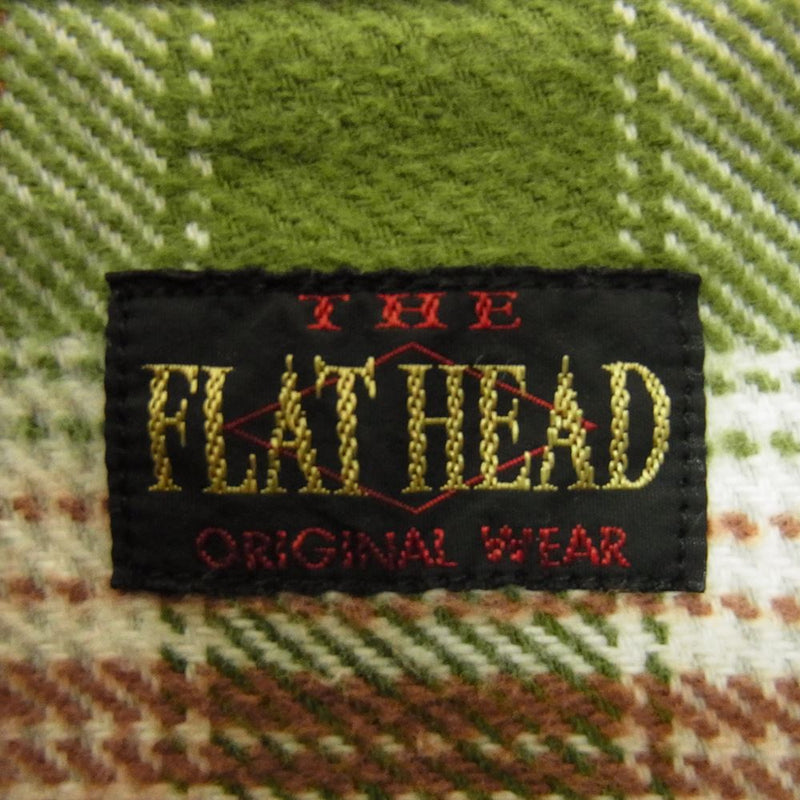THE FLAT HEAD ザフラットヘッド ヘビーネル チェック ウェスタン シャツ グリーン系 グリーン系 42【中古】