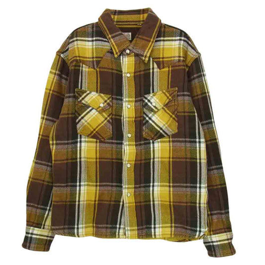 THE FLAT HEAD ザフラットヘッド ヘビーネル チェック ウェスタン シャツ ブラウン系 ブラウン系 42【中古】
