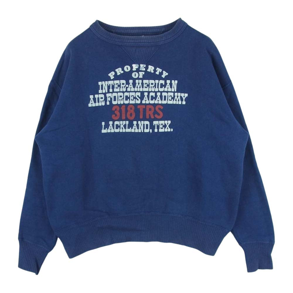 The REAL McCOY'S ザリアルマッコイズ AIR FORCE ACADEMY 両V プリント スウェット トレーナー ネイビー系 L【中古】