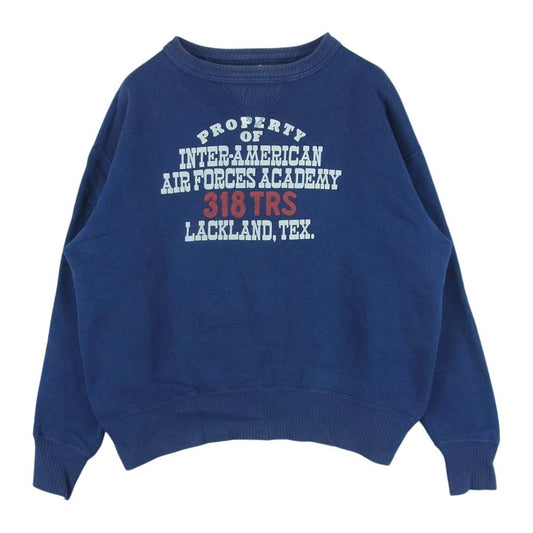 The REAL McCOY'S ザリアルマッコイズ AIR FORCE ACADEMY 両V プリント スウェット トレーナー ネイビー系 L【中古】