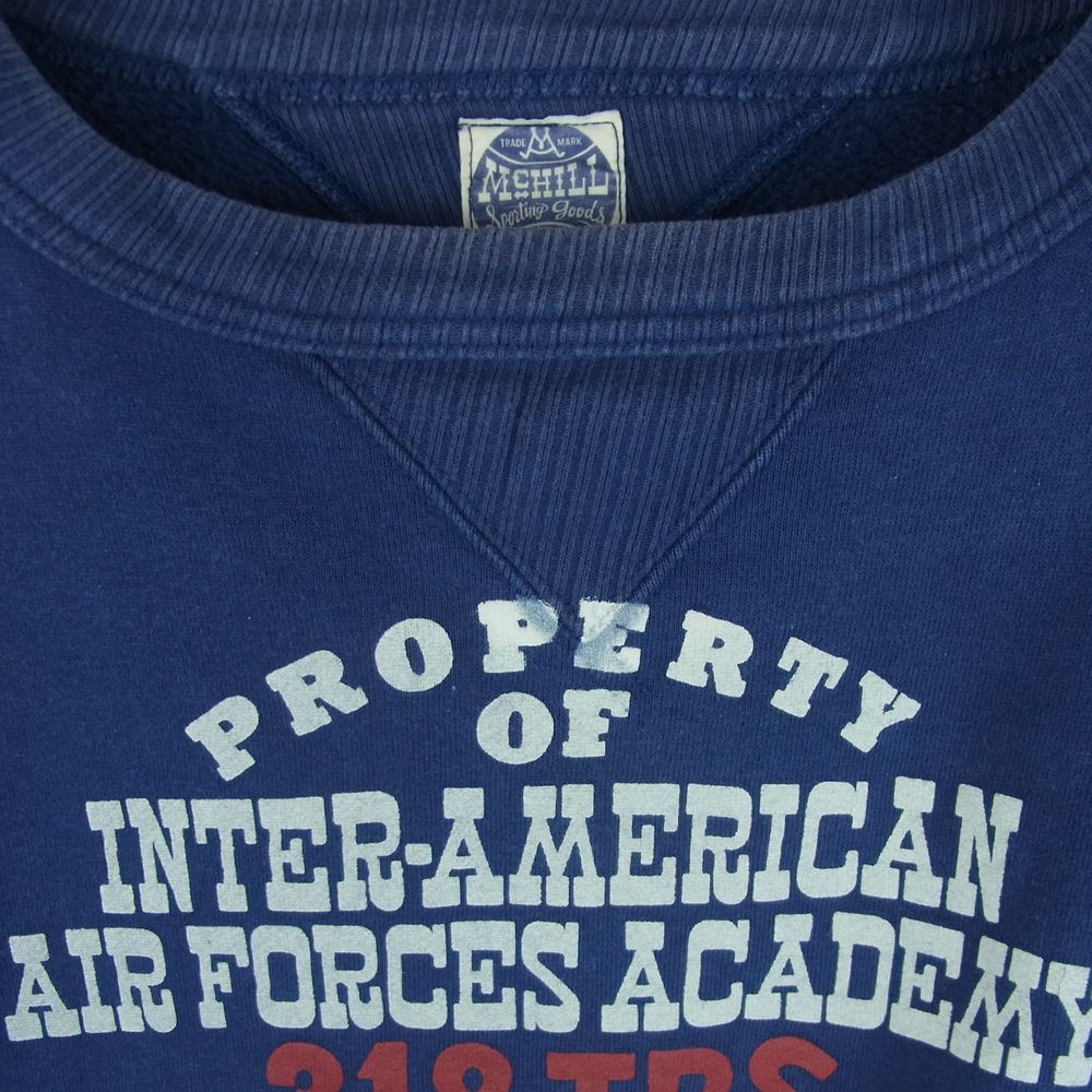 The REAL McCOY'S ザリアルマッコイズ AIR FORCE ACADEMY 両V プリント スウェット トレーナー ネイビー系 L【中古】