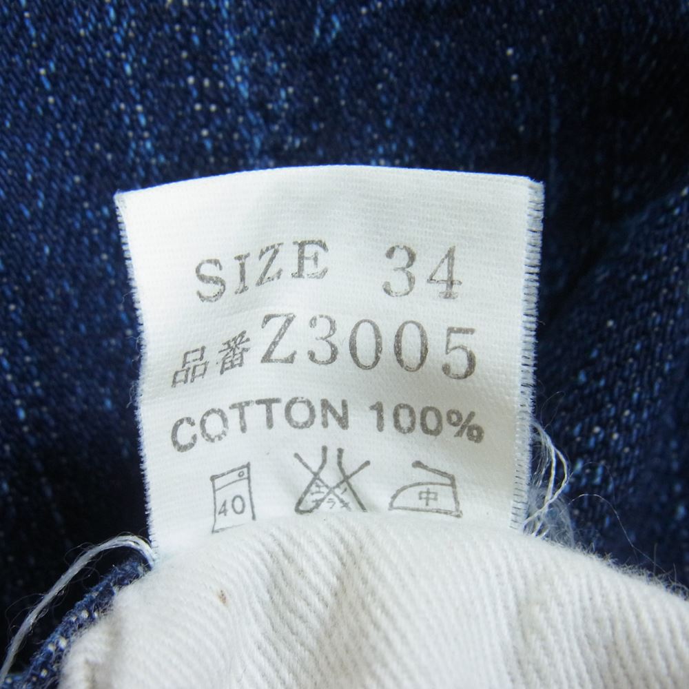 THE FLAT HEAD ザフラットヘッド Z3005 ストレート PIONEER SERIES デニム パンツ インディゴブルー系 34【中古】