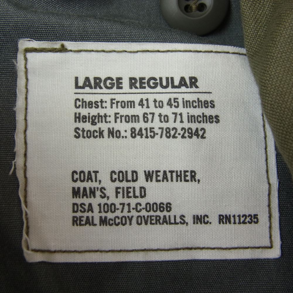 The REAL McCOY'S ザリアルマッコイズ TD6101 M-65 Field Jacket King Kong Company TAXI DRIVER Model フィールド ジャケット タクシードライバーモデル ミリタリー ジャケット カーキ系 L【中古】