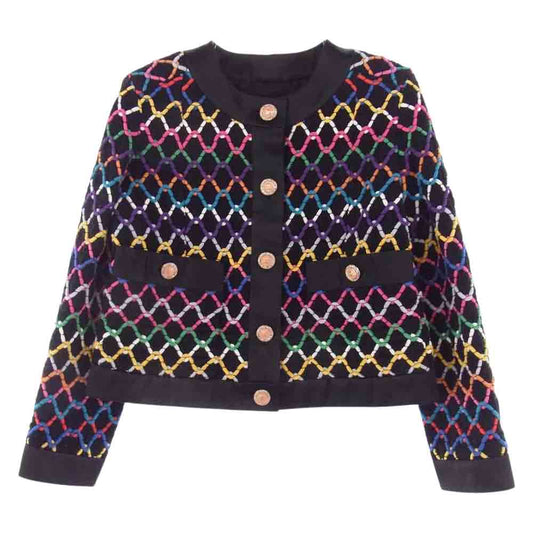CHANEL シャネル 21SS P72503V64213 裏地シルク マルチカラー ツイード ジャケット マルチカラー系 34【美品】【中古】