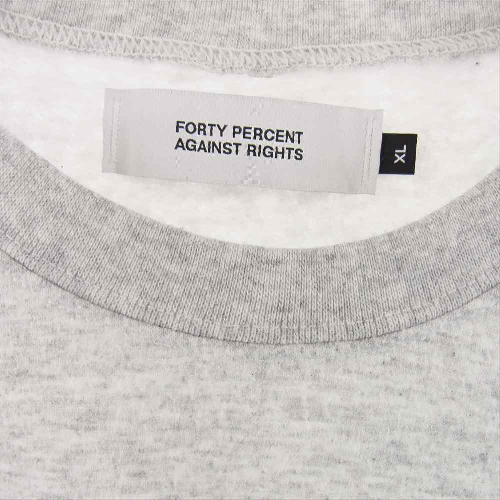 フォーティーパーセンツアゲインストライツ ロゴプリント クルーネック スウェット グレー系 XL【中古】