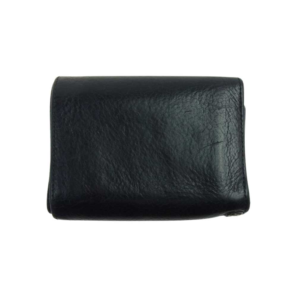 CHROME HEARTS クロムハーツ（原本無） 3FOLD 3フォールド クロスボタン レザー ウォレット ブラック系【中古】