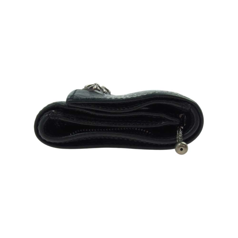 CHROME HEARTS クロムハーツ（原本無） 3FOLD 3フォールド クロスボタン レザー ウォレット ブラック系【中古】