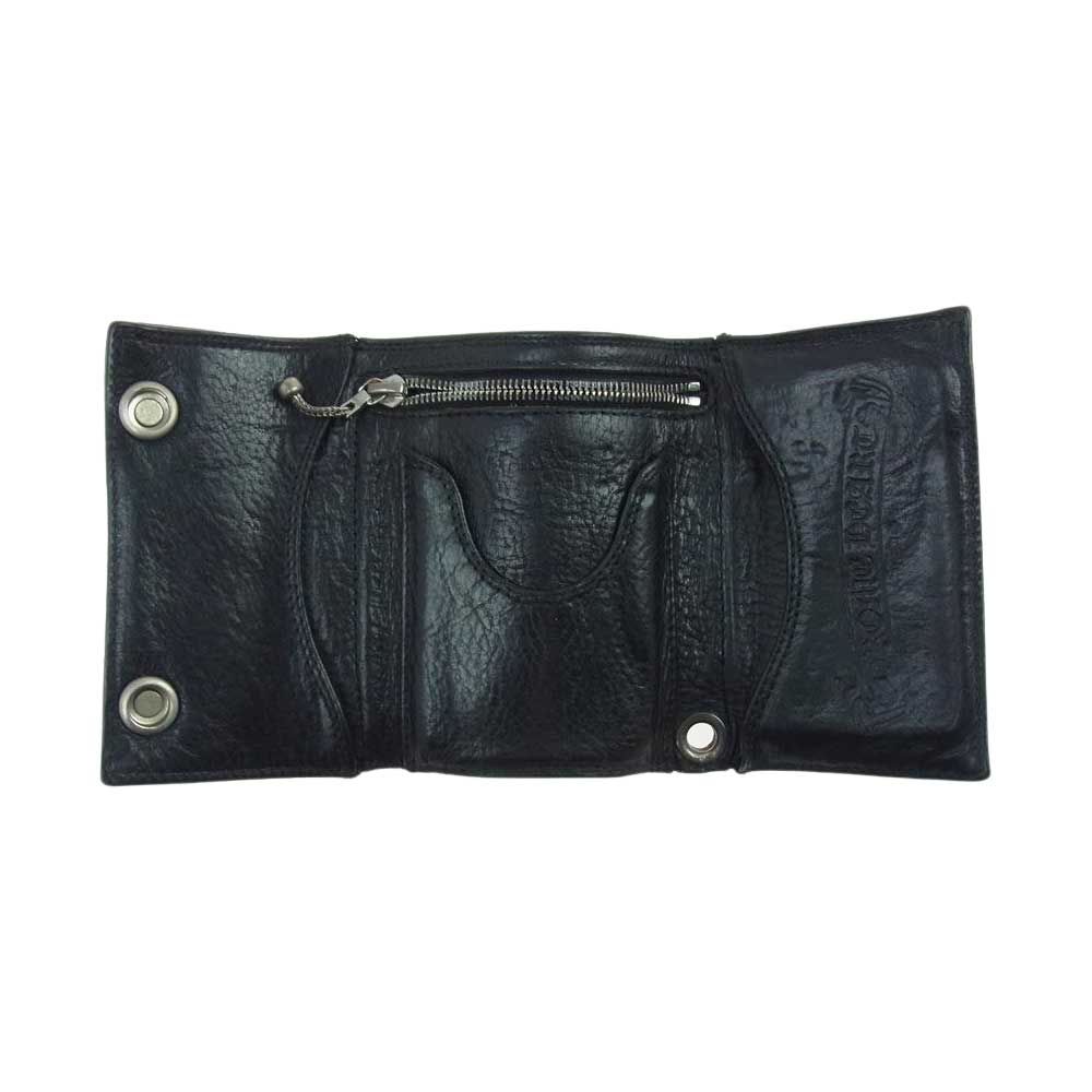 CHROME HEARTS クロムハーツ（原本無） 3FOLD 3フォールド クロスボタン レザー ウォレット ブラック系【中古】