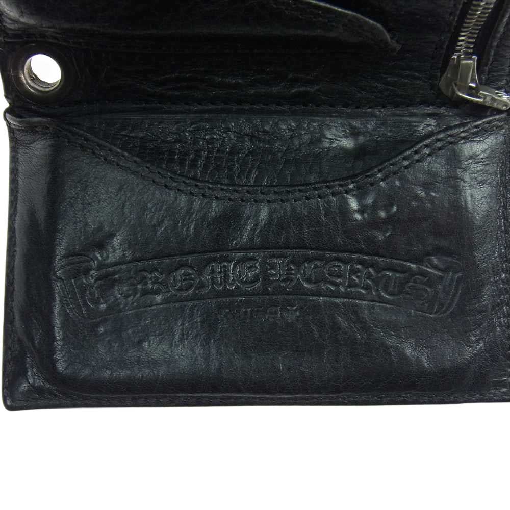 CHROME HEARTS クロムハーツ（原本無） 3FOLD 3フォールド クロスボタン レザー ウォレット ブラック系【中古】