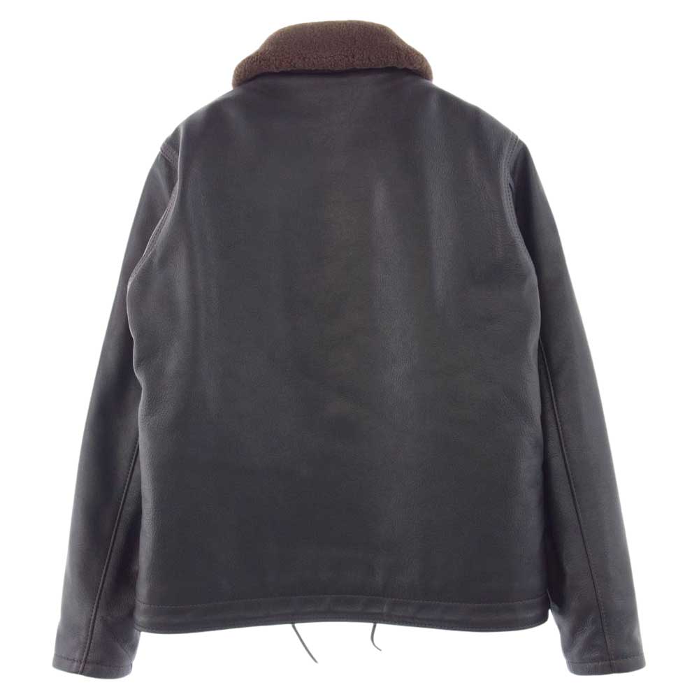 KADOYA カドヤ HEAD FACTORY ヘッドファクトリー N-1 襟ボア レザー フライト ライダース デッキ ジャケット ダークブラウン系 3L【中古】