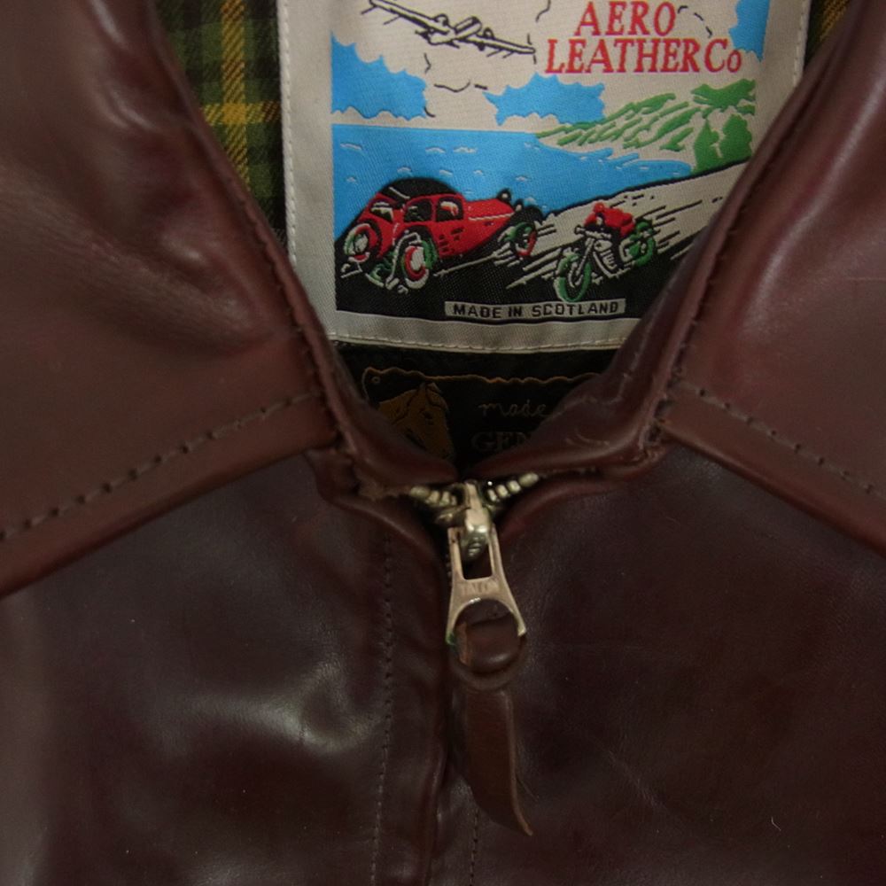 AERO LEATHER エアロレザー HALFBELT STF ハーフベルト フロントクォーターホースハイド レザー ジャケット ブラウン系 36【中古】