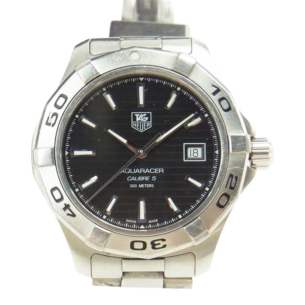 TAG HEUER タグホイヤー WAP2010 アクアレーサー 黒文字盤 SS AT オートマチック 自動巻き 腕時計 ウォッチ シルバー系【中古】