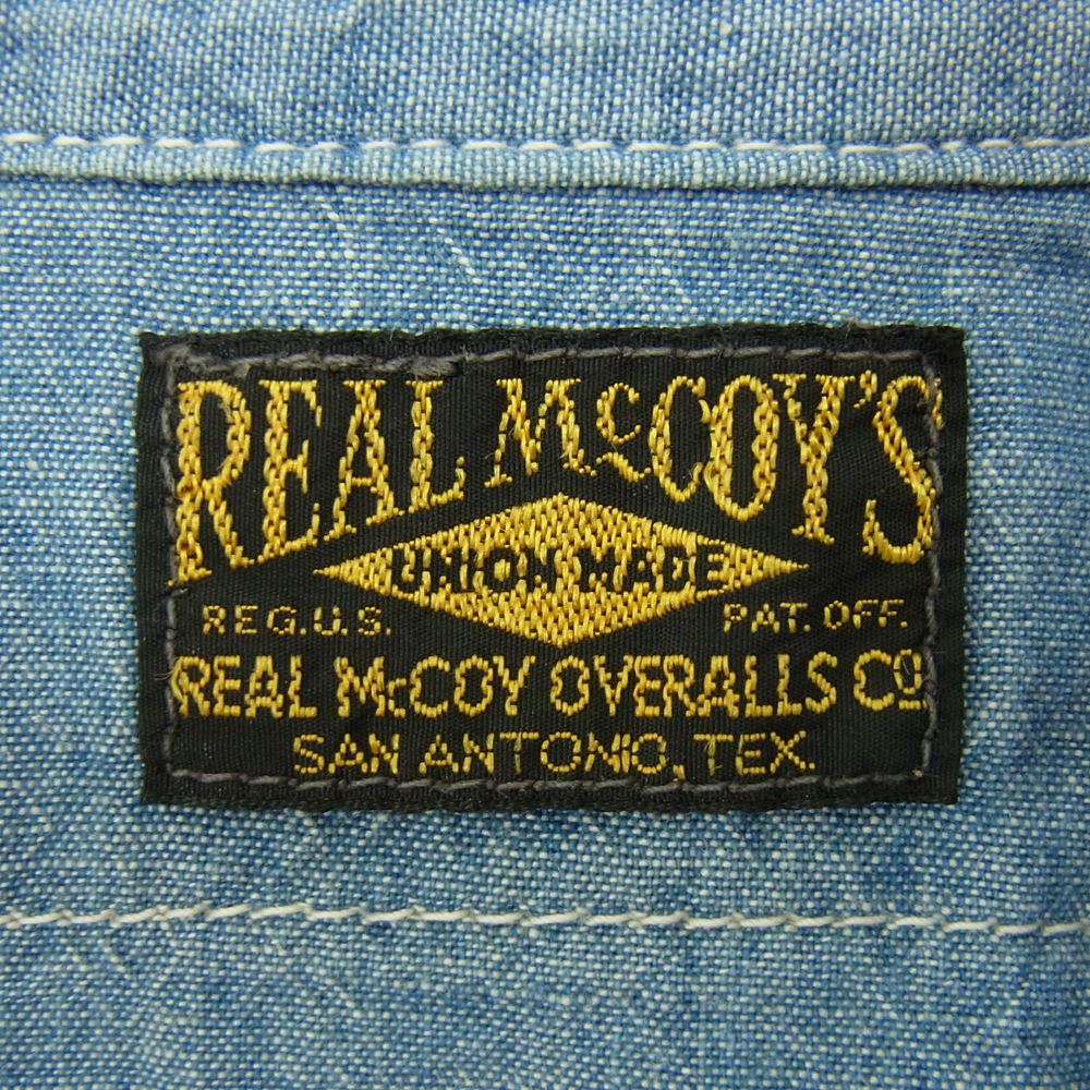 The REAL McCOY'S ザリアルマッコイズ U.S.N. CHAMBRAY SHIRT S/S アンカー 抜染 ステンシルプリント 半袖 シャンブレー シャツ ブルー系 サイズ表記無【中古】