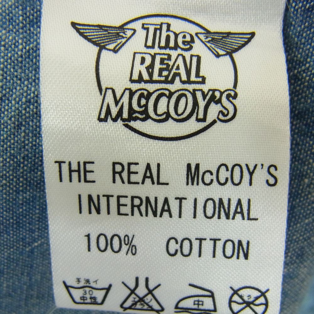 The REAL McCOY'S ザリアルマッコイズ U.S.N. CHAMBRAY SHIRT S/S アンカー 抜染 ステンシルプリント 半袖 シャンブレー シャツ ブルー系 サイズ表記無【中古】