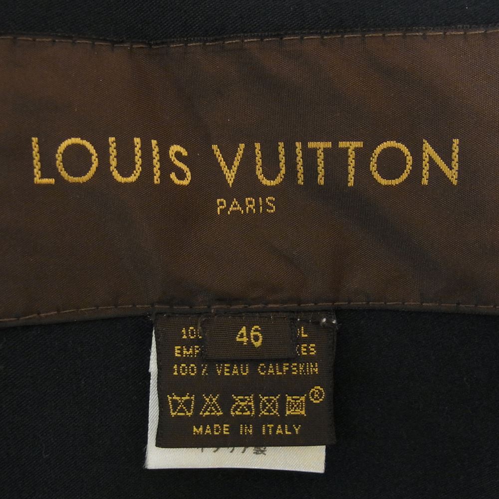 LOUIS VUITTON ルイ・ヴィトン ヨークレザー ウール コート ドンキ― ジャケット ネイビー系 46【中古】