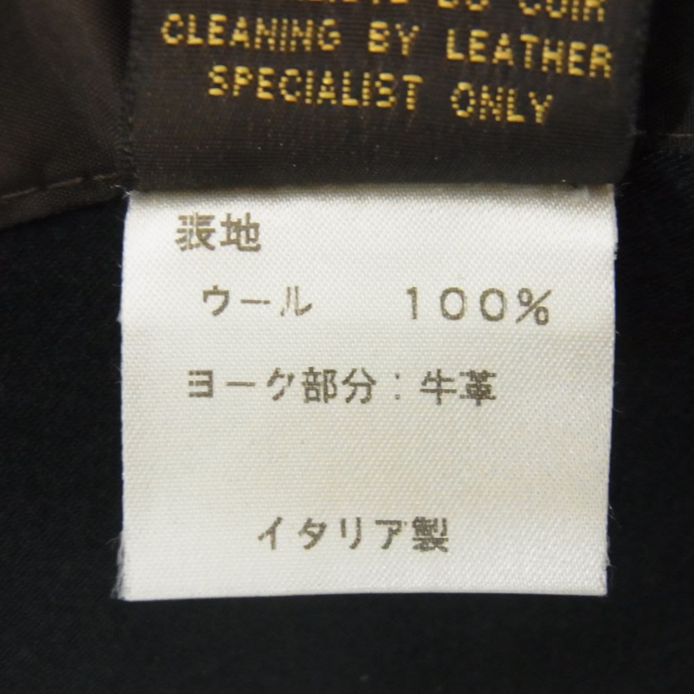 LOUIS VUITTON ルイ・ヴィトン ヨークレザー ウール コート ドンキ― ジャケット ネイビー系 46【中古】