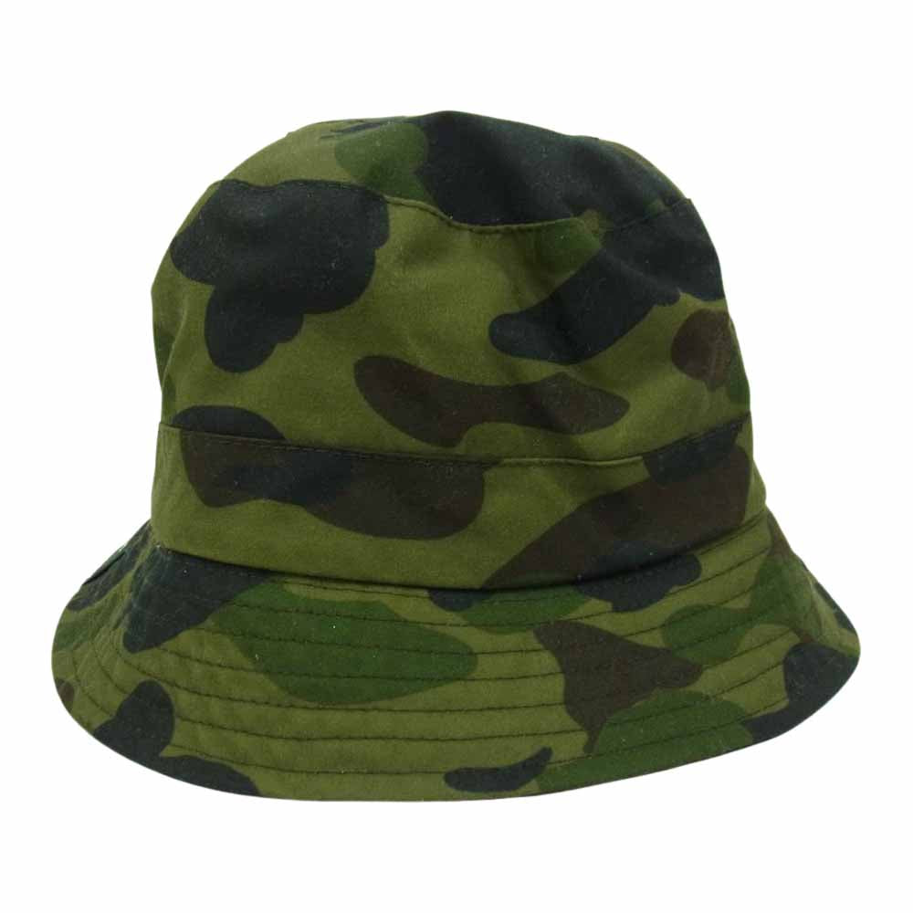 A BATHING APE アベイシングエイプ × Barbour バブアー エイプカモ バケット ハット カーキ系 M【中古】