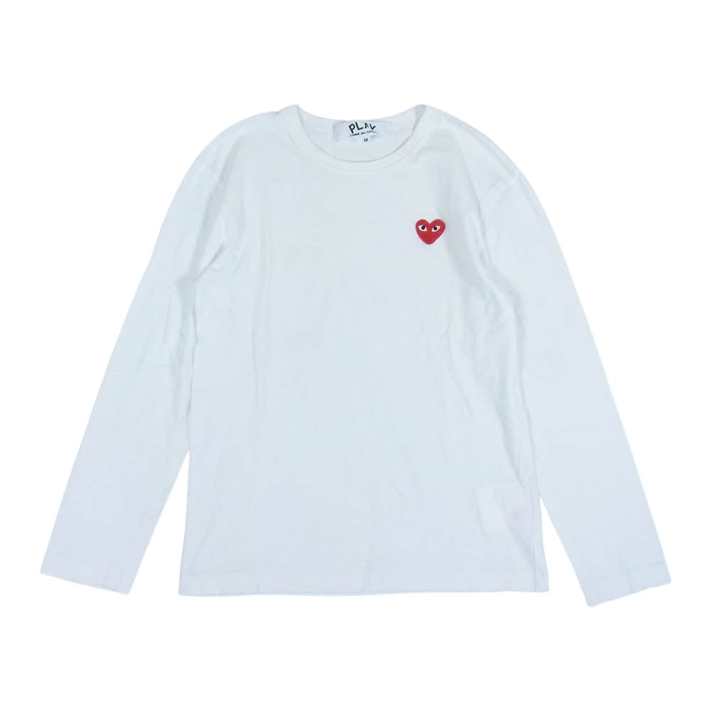 COMME des GARCONS コムデギャルソン AD2021 AZ-T118 PLAY プレイ ハート ワッペン 長袖 Tシャツ ホワイト系 M【中古】