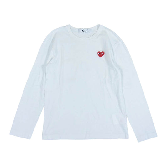 COMME des GARCONS コムデギャルソン AD2021 AZ-T118 PLAY プレイ ハート ワッペン 長袖 Tシャツ ホワイト系 M【中古】