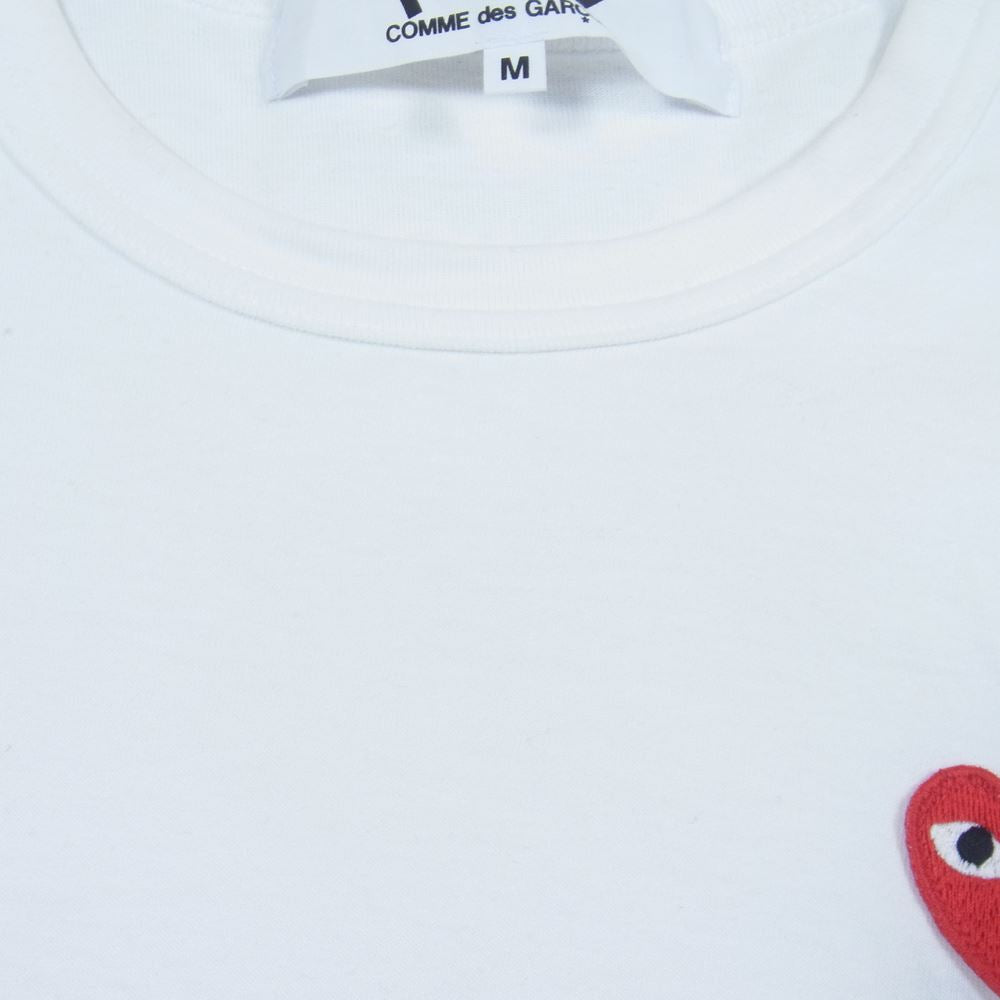 COMME des GARCONS コムデギャルソン AD2021 AZ-T118 PLAY プレイ ハート ワッペン 長袖 Tシャツ ホワイト系 M【中古】