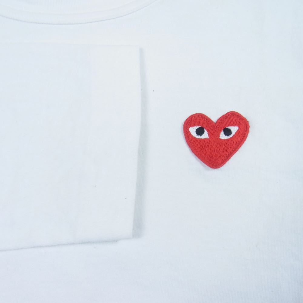 COMME des GARCONS コムデギャルソン AD2021 AZ-T118 PLAY プレイ ハート ワッペン 長袖 Tシャツ ホワイト系 M【中古】
