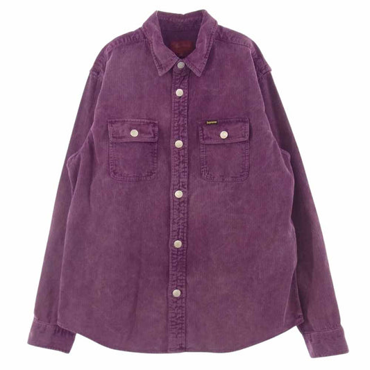 Supreme シュプリーム 21SS Washed Corduroy Shirt ウォッシュド コーデュロイ 長袖 シャツ パープル系 M【新古品】【未使用】【中古】