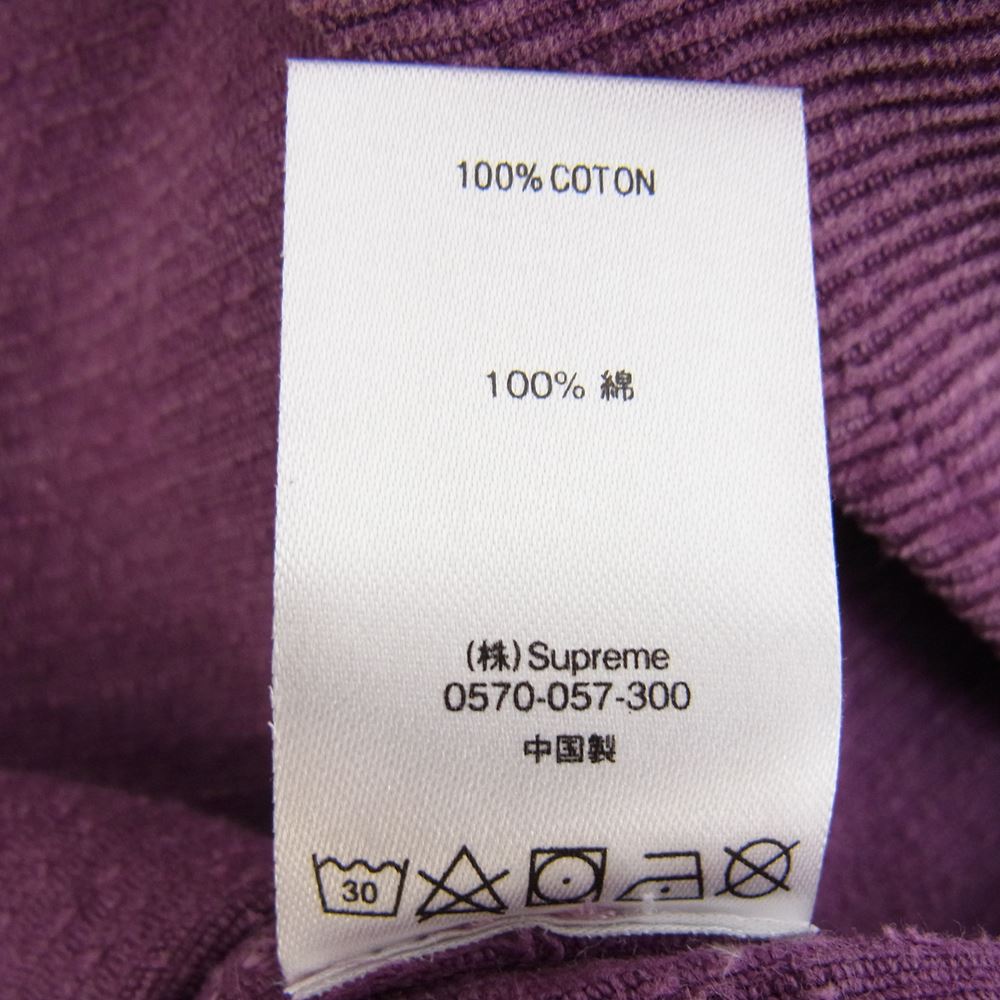 Supreme シュプリーム 21SS Washed Corduroy Shirt ウォッシュド コーデュロイ 長袖 シャツ パープル系 M【新古品】【未使用】【中古】