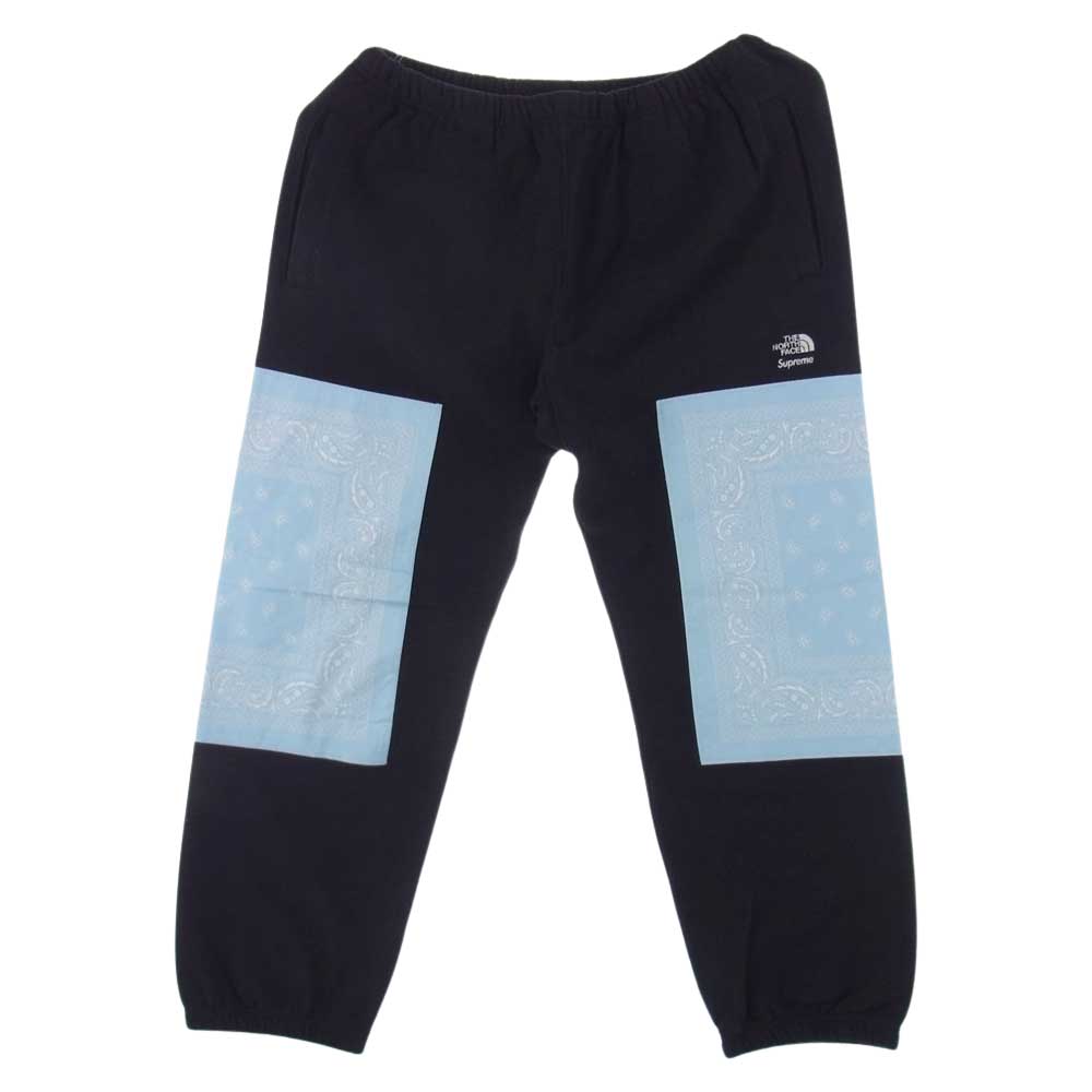 Supreme シュプリーム 22SS NB02210I × The North Face ノースフェイス Trekking Bandana Sweatpant トレッキング バンダナ スウェット パンツ ブラック系 ライトブルー系 M【新古品】【未使用】【中古】