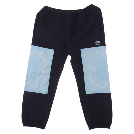 Supreme シュプリーム 22SS NB02210I × The North Face ノースフェイス Trekking Bandana Sweatpant トレッキング バンダナ スウェット パンツ ブラック系 ライトブルー系 M【新古品】【未使用】【中古】