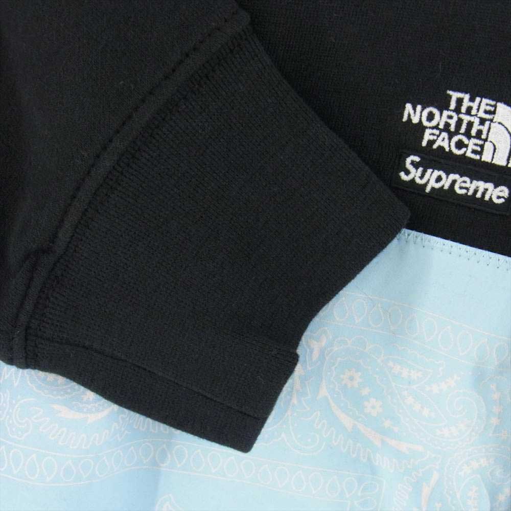 Supreme シュプリーム 22SS NT02208I × The North Face ノースフェイス Trekking Bandana Hooded Sweatshirt トレッキング バンダナ フーデッド スウェット プルオーバ― パーカー ブラック系 ライトブルー系 M【新古品】【未使用】【中古】