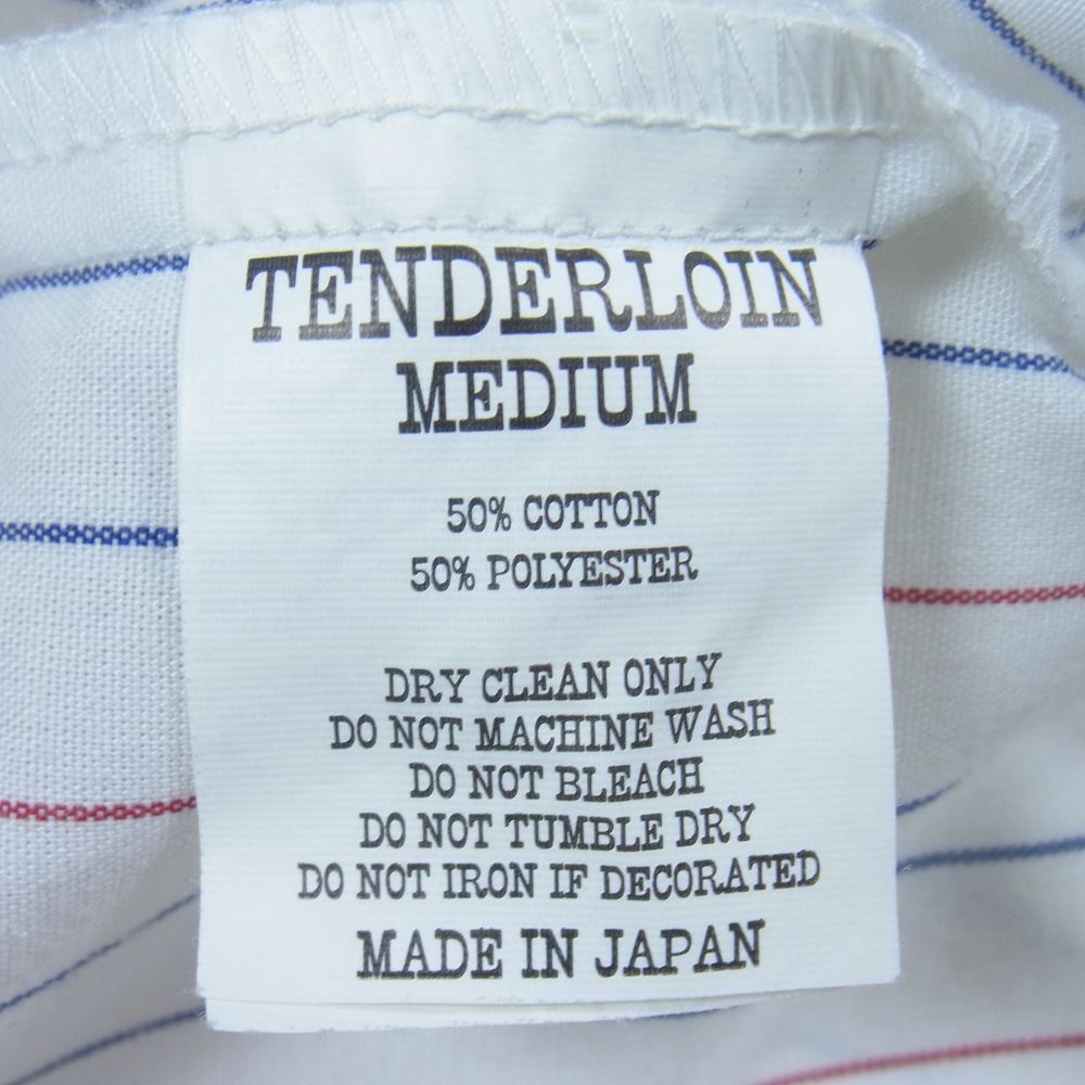 TENDERLOIN テンダーロイン T-WORK SHT U ワッペン ロゴ ストライプ 長袖 シャツ ホワイト系 M【中古】