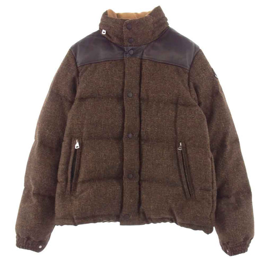 MONCLER モンクレール AD2008 WB-J104 JUNYA WATANABE COMME des GARCONS MAN ジュンヤワタナベ コムデギャルソン マン ヨーク レザー 切替 ウールツイード ダウン ジャケット マルチカラー系 S【中古】