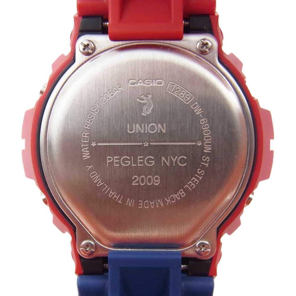 G-SHOCK ジーショック DW-6900UN-4JR UNION PEGLEG NYC ユニオン ペグレグ タイアップ モデル ウォッチ 腕時計 レッド系 ブルー系【極上美品】【中古】