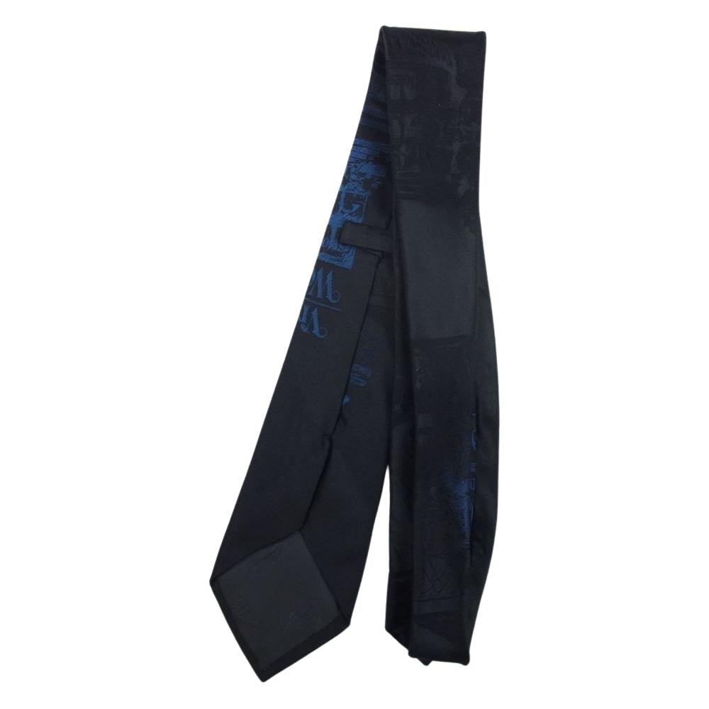 Vivienne Westwood ヴィヴィアンウエストウッド イタリア製 シルク100％ ロゴ ネクタイ ブラック系【中古】
