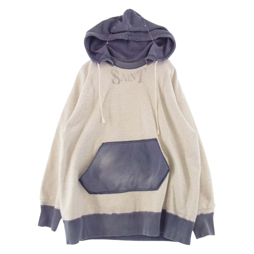 セントマイケル 21SS SM-S21-0000-026 Stencils Hoodie ダメージ加工 ステンシル フーディー プルオーバーパーカー グレー系 XL【中古】