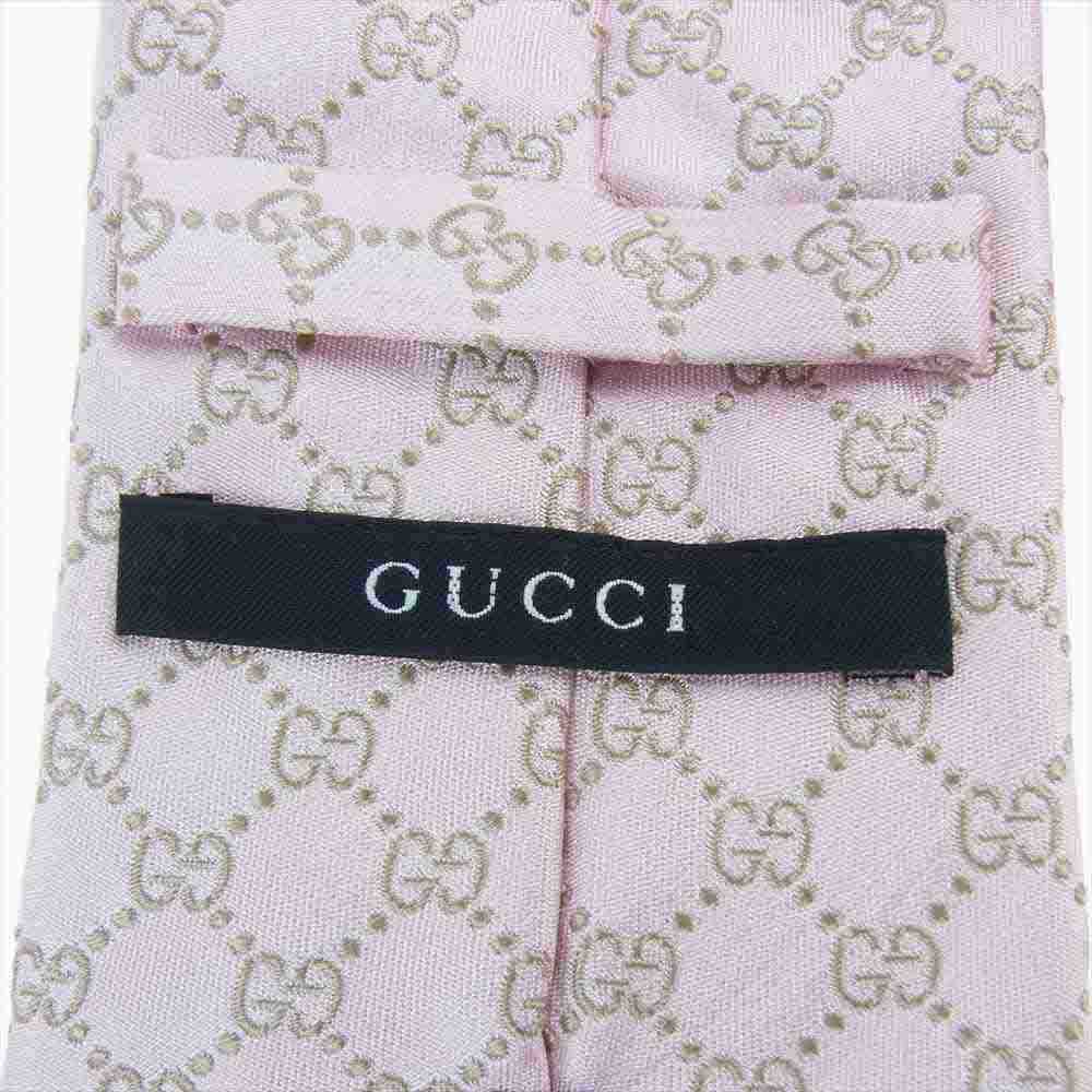 GUCCI グッチ GG柄 ネクタイ ピンク系 ゴールド系【中古】